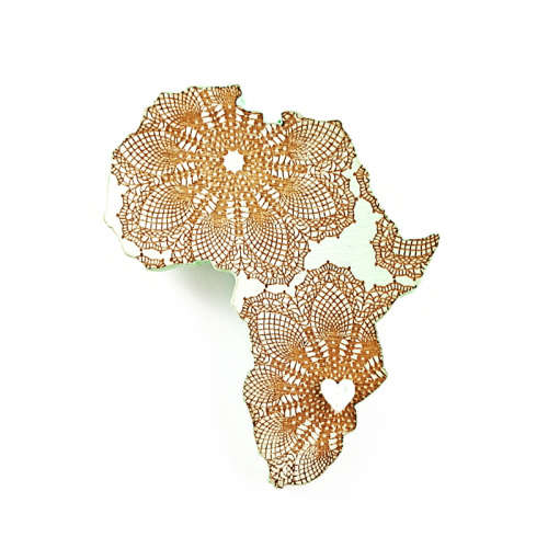 brooch /HEART OF AFRICA/ mint - handcrafted plywood brooch with laser cut detail
