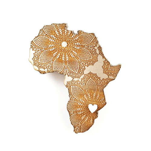 brooch /HEART OF AFRICA/ stone - handcrafted plywood brooch with laser cut detail