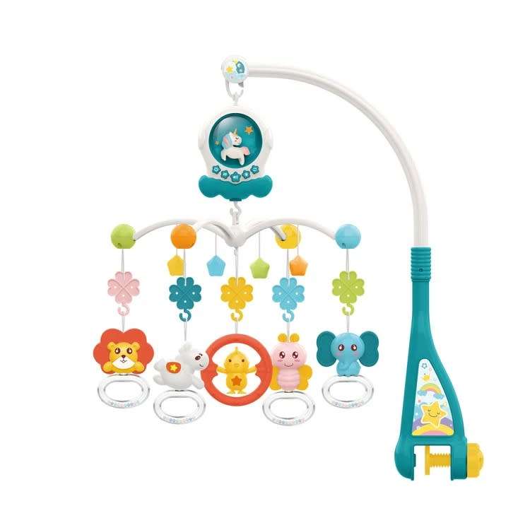 Baby Cot Mobile with Music and Light, Baby Mobile with 360°Rotating Rattles and Music Box-Green