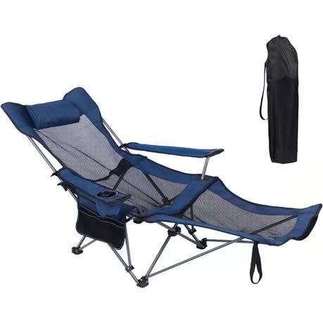 Foldable Camping Lounging Sleeper Recliner Chair - Blue