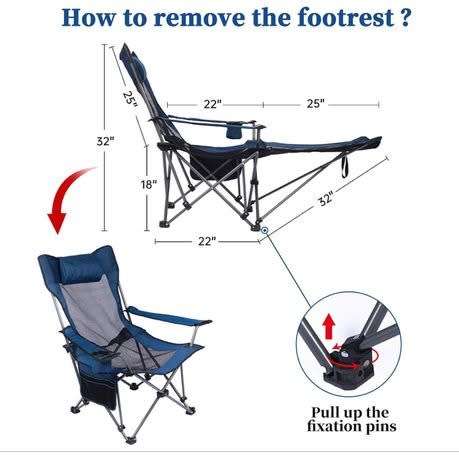 Foldable Camping Lounging Sleeper Recliner Chair - Blue
