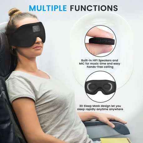 Sleep Headphones Bluetooth 5.0 Wireless 3D Eye Mask