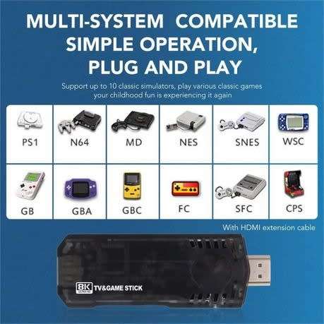 2 in 1 - 8K 64G Wireless Retro Classic TV Game Console & Media Box