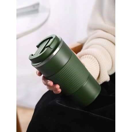 Insulated Travel Office Coffee Mug Stainless Steel Tumbler Cup 475ML - GREEN