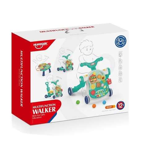 4 in 1 Baby Multifunction Walker, Game Panel, Sit-to-Stand Walker