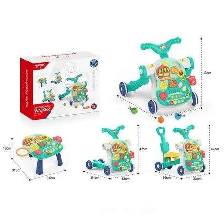 4 in 1 Baby Multifunction Walker, Game Panel, Sit-to-Stand Walker