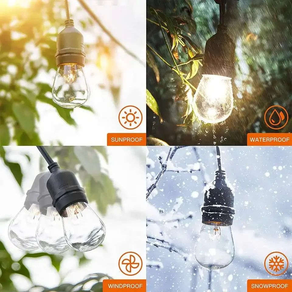 10 LED Waterproof Solar Outdoor Patio String Bulb Lights