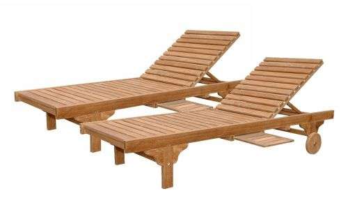 2 Teak Sun Loungers For Sale with FREE side tables