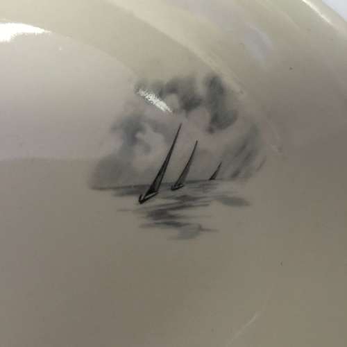 1950's Johnson Bros. Black and White Sailboats Plate Made in England