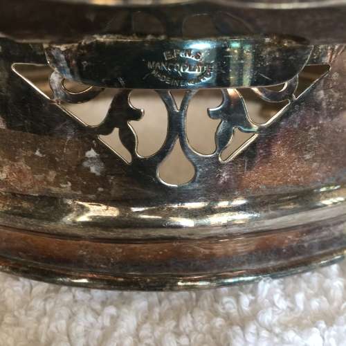 1920 Pierced Silver Plated Footed Tureen Stand with EPNS England Hallmark