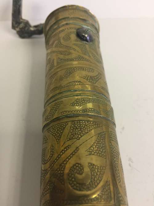Vintage Antique Turkish Solid Brass Pepper Coffee Spice Grinder Mill