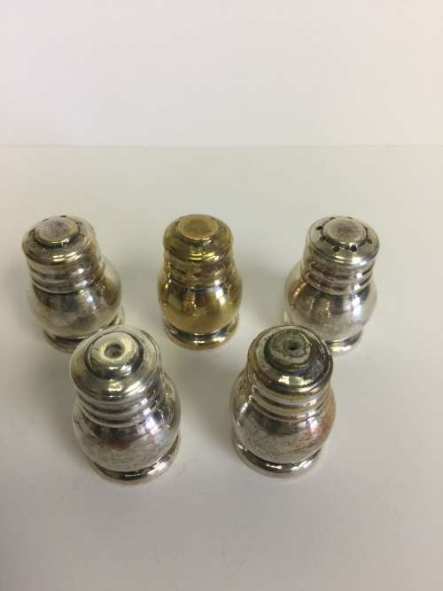 5 Vintage Tiny Silver Plated  Salt & Pepper shakers