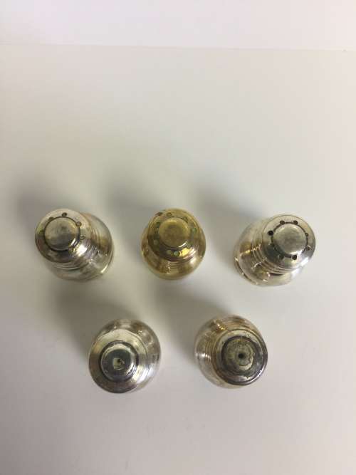 5 Vintage Tiny Silver Plated  Salt & Pepper shakers