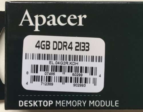 New Apacer 4GB DDR4 - 2133Mhz Desktop Memory