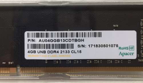 New Apacer 4GB DDR4 - 2133Mhz Desktop Memory