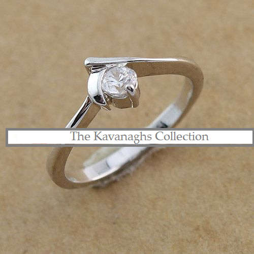 The Kavanaghs Collection - Platinum Plated Simulated Diamond Ring