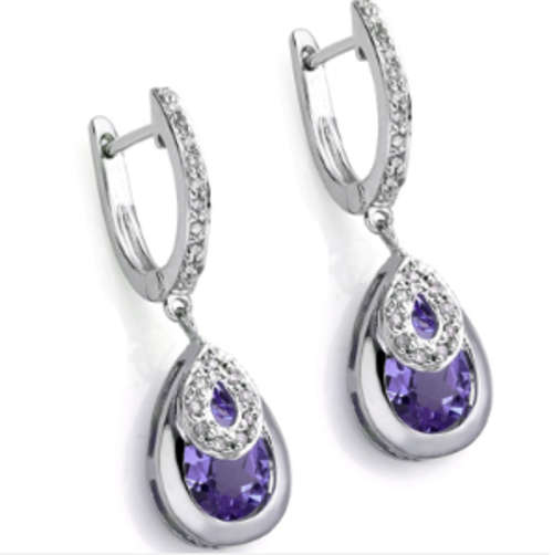 The Kavanaghs Collection - Elegant 2.47cts Genuine Amethyst and Diamond Earrings