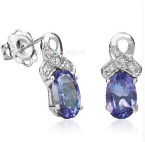 Glamorous 0.84cts Genuine Tanzanite and Diamond Earrings