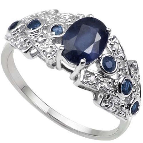 1.20cts Genuine Sapphire and Diamond Ring