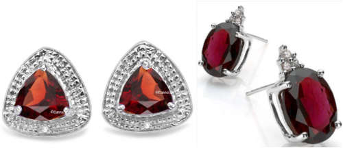 Choice of Genuine Garnet and Diamond Earrings