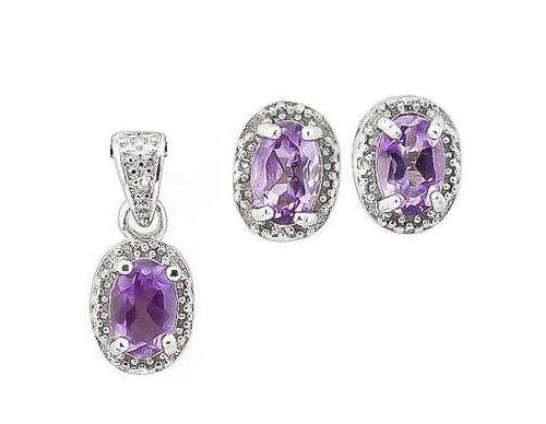 Stunning 1.35cts Genuine Amethyst and Diamond Set