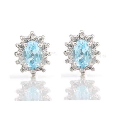 Sparkling 1.22cts Genuine Topaz and Diamond Earrings