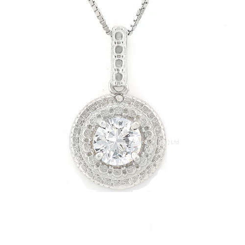 Gorgeous 1.33cts Created White Sapphire and Diamond Pendant