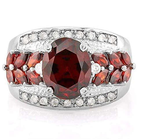 6.13 Gram Elegant 1.65cts Created Ruby and 20 Created Diamond Ring in 925 Sterling Silver