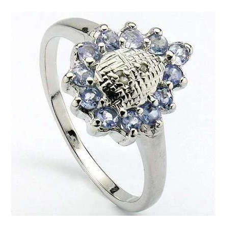 Glamorous 0.45cts Genuine Tanzanite and Diamond Ring