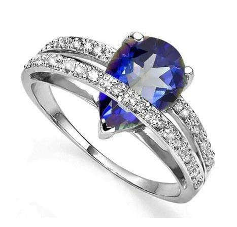 Magnificent  1.71cts Genuine Blue Mystic Topaz and Diamond Ring