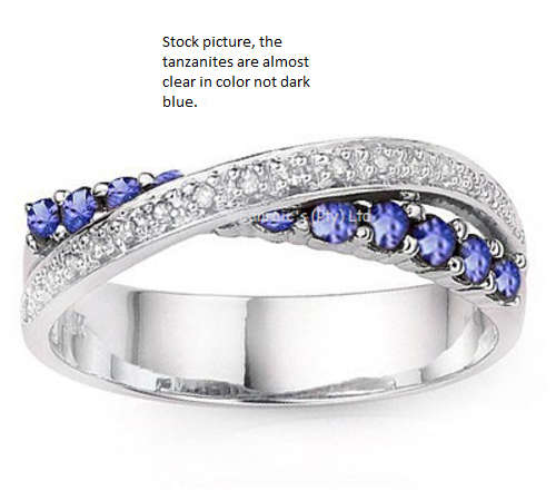 0.50cts Genuine Tanzanite and Diamond Ring in 925 Silver
