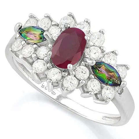 Beautiful 0.45ct Genuine Ruby and Mystic Topaz Ring