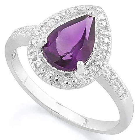 Magnificent  1.68cts Genuine Amethyst and Diamond Ring
