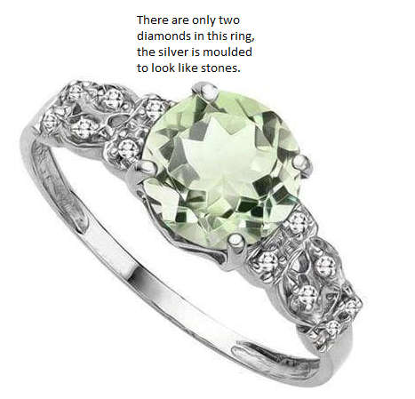 Magnificent  1.19cts Genuine Green Amethyst and Diamond Ring in 925 Silver