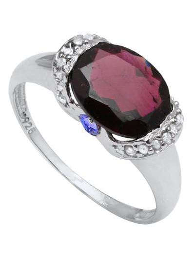 Elegant 3.3cts Genuine Garnet and Tanzanite Ring in 925 Silver