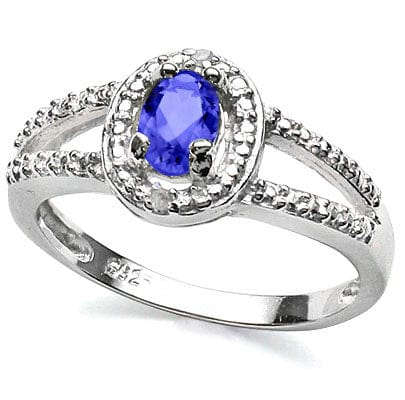 Glamorous 0.42cts Genuine Tanzanite and 0.01cts Diamond Ring in 925 Silver