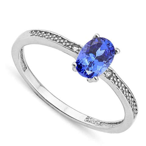 Glamorous 0.45cts Genuine Tanzanite and 0.01cts Diamond Ring in 925 Silver