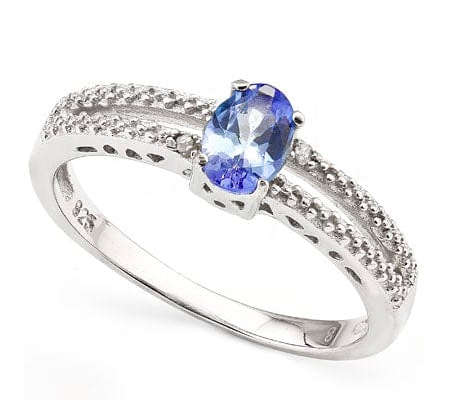 Alluring 0.45cts Genuine Tanzanite and Diamond Ring in 925 Silver