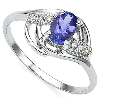 Glamorous 0.45cts Genuine Tanzanite and 0.01cts Diamond Ring in 925 Silver