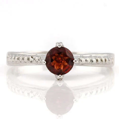 Elegant 0.67cts Genuine Garnet Ring and Diamond in 925 Silver