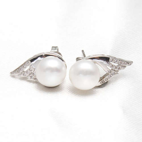 Lovely 8mm White Cultured Freshwater Pearl Earrings