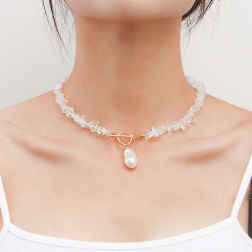 White South Sea Shell Pearl Necklace with opal and Crystals, 43cm length and pearl is 23mm.