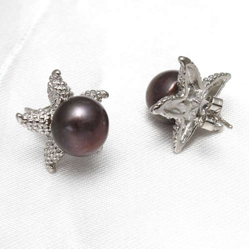 Sparkling Genuine Cultured Pearl Earrings.