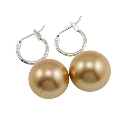 Genuine 12mm South Sea Shell Pearl Earrings - MAROON in COLOR