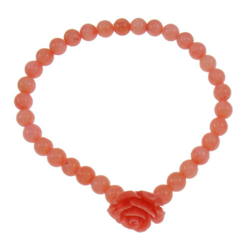 Lovely 4mm Pink Genuine Coral Bracelet -- Stretchy (Please see our coral earrings , a lovely match)