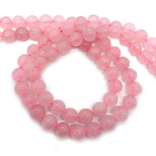 Natural Pink Rose Quartz 6mm Necklace with Clasp.