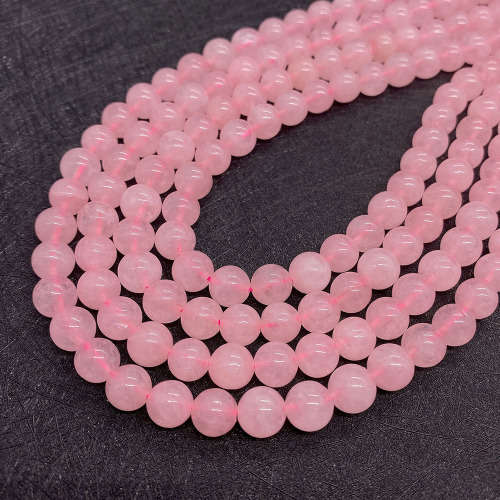 Natural Pink Rose Quartz 6mm Necklace with Clasp.