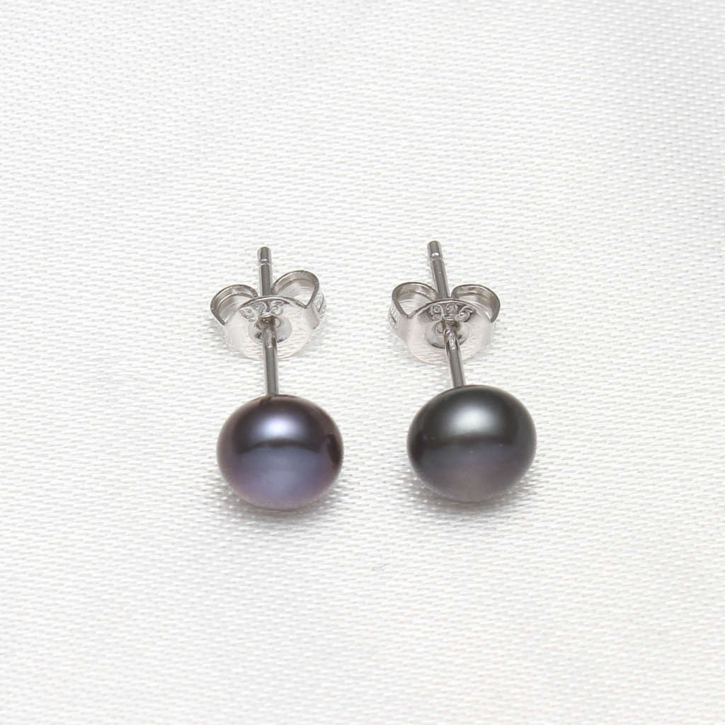 KAVANAGHS 11000 positive ratings - Lovely 7mm Black Cultured Freshwater Pearl Earrings