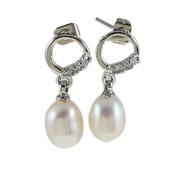 KAVANAGHS - Sparkling Genuine 10mm Genuine Cultured Pearl Earrings.