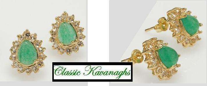 From the Kavanaghs Collection - Authentic Jade Gold plated earrings.